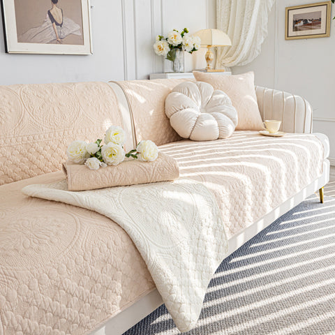 Slipcover KAS™ Cotton Quilted Sofa Cover, Non-Slip Couch Protector Fits Backrest, Seat & Armrest