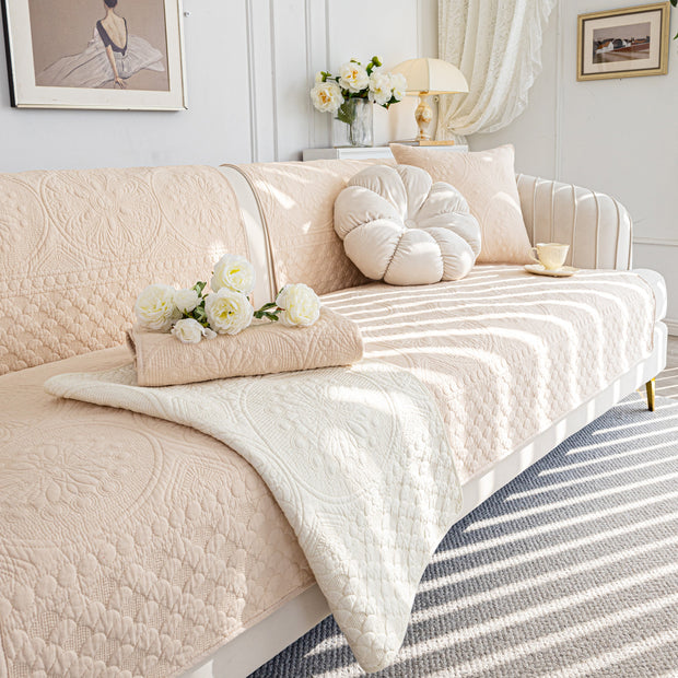 Slipcover KAS™ Cotton Quilted Sofa Cover, Non-Slip Couch Protector Fits Backrest, Seat & Armrest