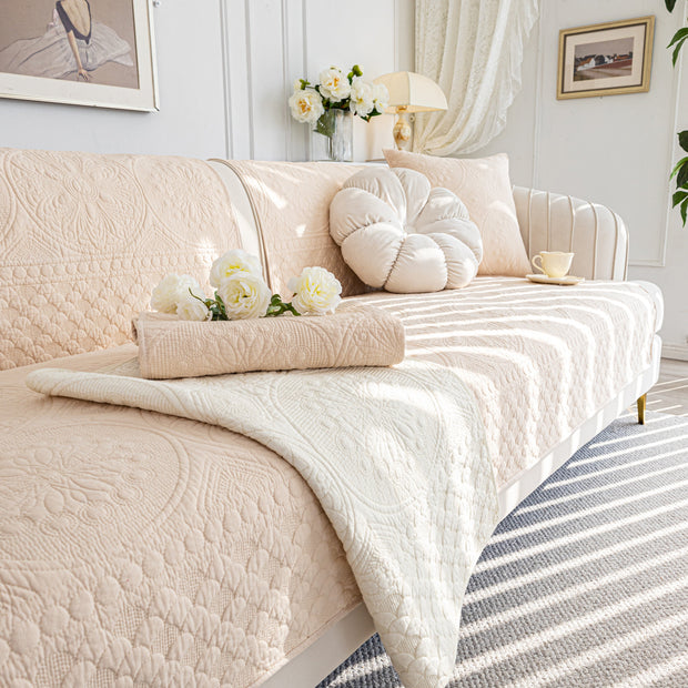 Slipcover KAS™ Cotton Quilted Sofa Cover, Non-Slip Couch Protector Fits Backrest, Seat & Armrest