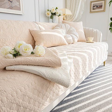 Slipcover KAS™ Cotton Quilted Sofa Cover, Non-Slip Couch Protector Fits Backrest, Seat & Armrest