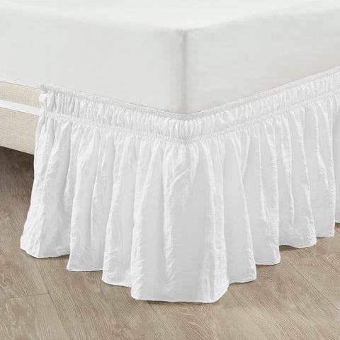 Lush Décor Ruched Ruffle Elastic Easy Wrap Around Bed Skirt