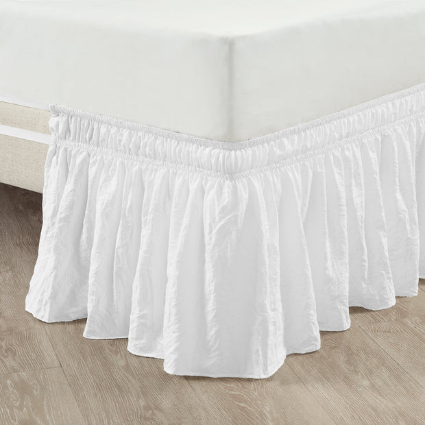 Lush Décor Ruched Ruffle Elastic Easy Wrap Around Bed Skirt