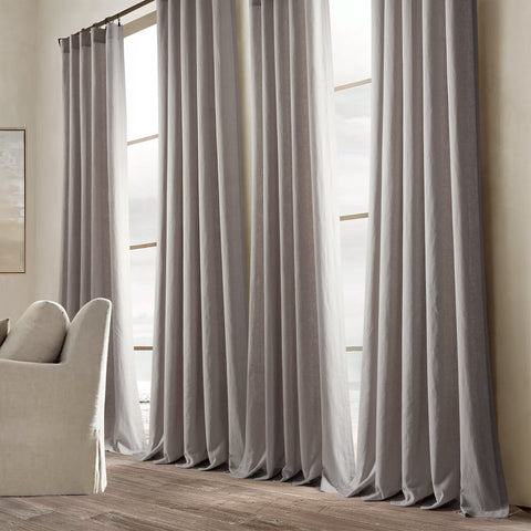 Lush Décor Belgian Flax Prewashed Linen Rich Cotton Blend Window Curtain Panel