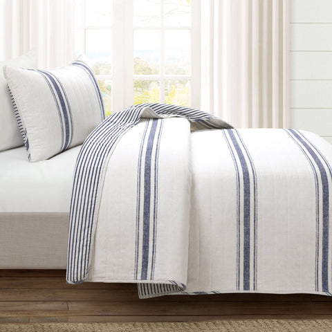 Lush Décor Farmhouse Stripe Reversible Cotton Quilt Set