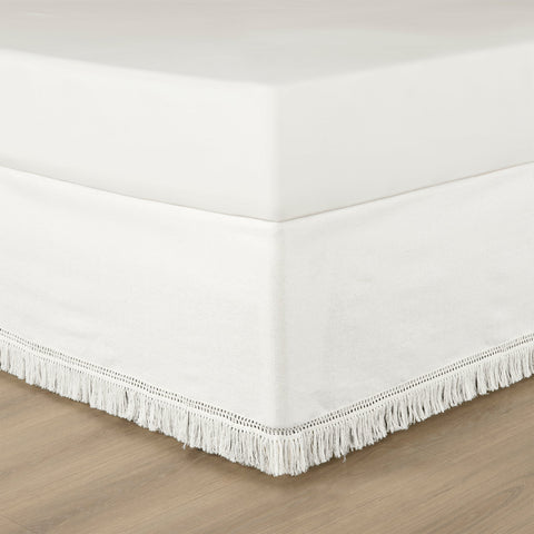 Lush Décor Boho Fringe 15-Inch Tailored Drop Easy Fit Bed Skirt