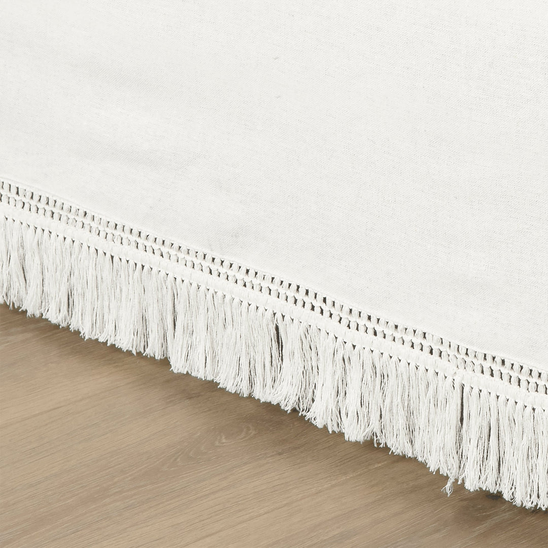 Lush Decor Boho Fringe 15 Inch Tailored Drop Easy Fit Bed Skirt Natural Linens