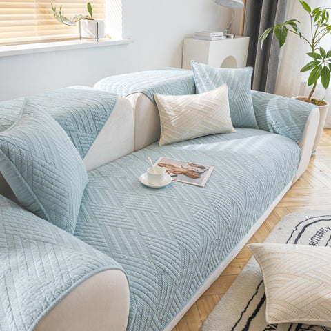 Slipcover KAS™ Quilted Geometric Cotton Sofa Cover, Non-Slip & Thick Padded Furniture Covers