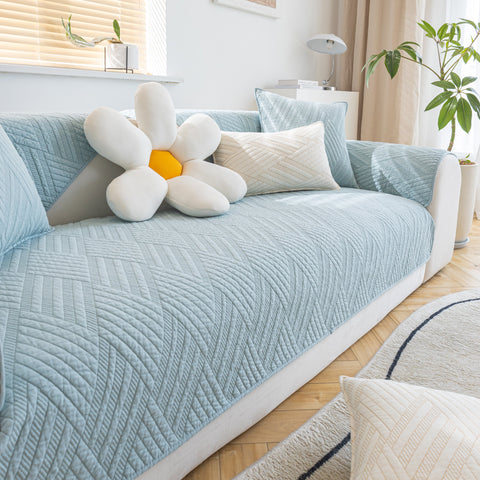 Slipcover KAS™ Quilted Geometric Cotton Sofa Cover, Non-Slip & Thick Padded Furniture Covers