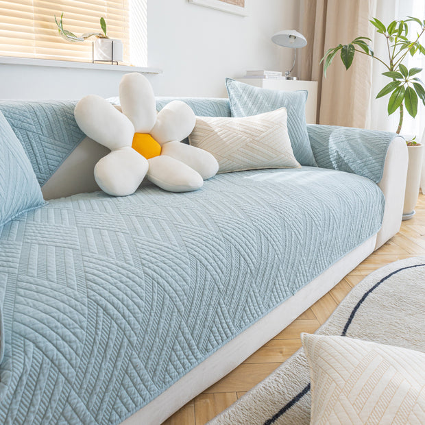 Slipcover KAS™ Quilted Geometric Cotton Sofa Cover, Non-Slip & Thick Padded Furniture Covers