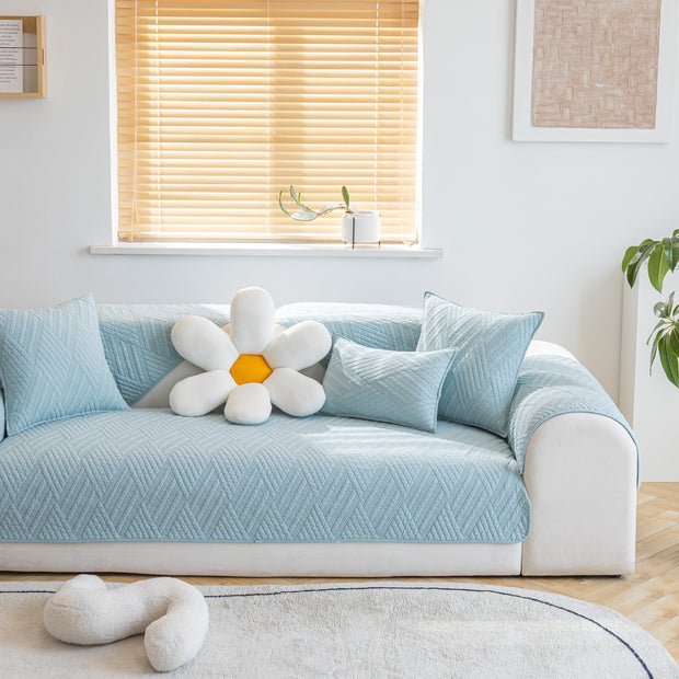 Slipcover KAS™ Quilted Geometric Cotton Sofa Cover, Non-Slip & Thick Padded Furniture Covers