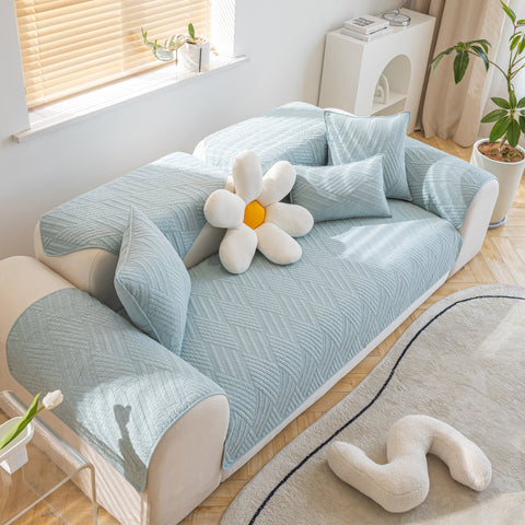 Slipcover KAS™ Quilted Geometric Cotton Sofa Cover, Non-Slip & Thick Padded Furniture Covers