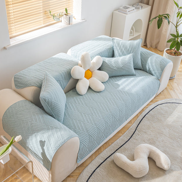 Slipcover KAS™ Quilted Geometric Cotton Sofa Cover, Non-Slip & Thick Padded Furniture Covers