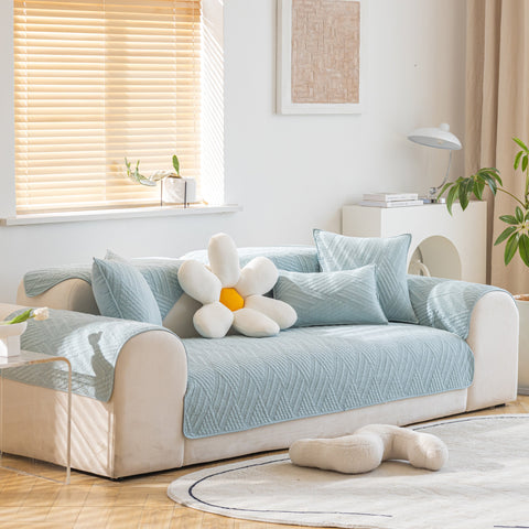 Slipcover KAS™ Quilted Geometric Cotton Sofa Cover, Non-Slip & Thick Padded Furniture Covers