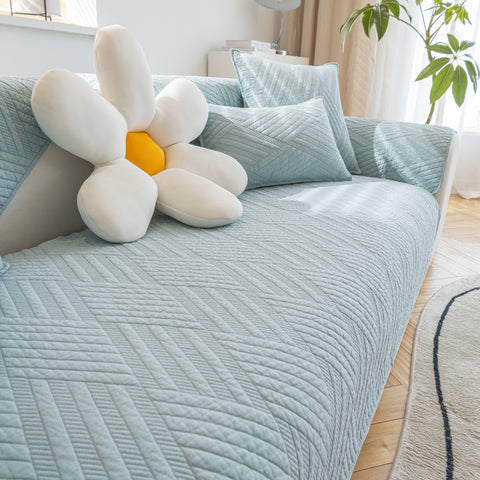 Slipcover KAS™ Quilted Geometric Cotton Sofa Cover, Non-Slip & Thick Padded Furniture Covers