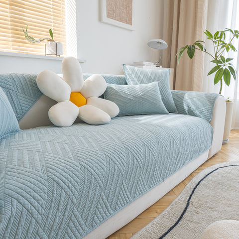 Slipcover KAS™ Quilted Geometric Cotton Sofa Cover, Non-Slip & Thick Padded Furniture Covers