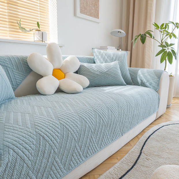 Slipcover KAS™ Quilted Geometric Cotton Sofa Cover, Non-Slip & Thick Padded Furniture Covers