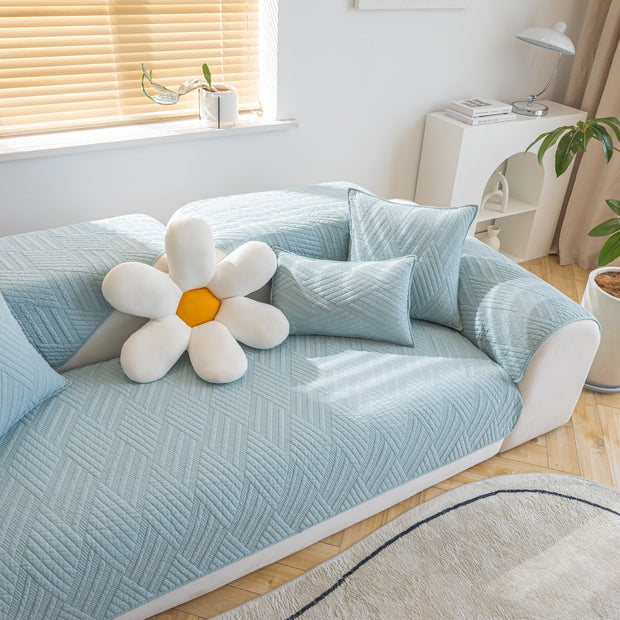 Slipcover KAS™ Quilted Geometric Cotton Sofa Cover, Non-Slip & Thick Padded Furniture Covers