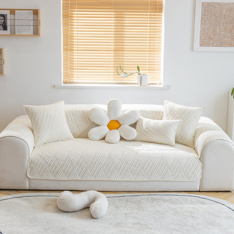 Slipcover KAS™ Quilted Geometric Cotton Sofa Cover, Non-Slip & Thick Padded Furniture Covers