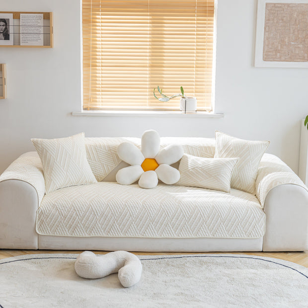 Slipcover KAS™ Quilted Geometric Cotton Sofa Cover, Non-Slip & Thick Padded Furniture Covers