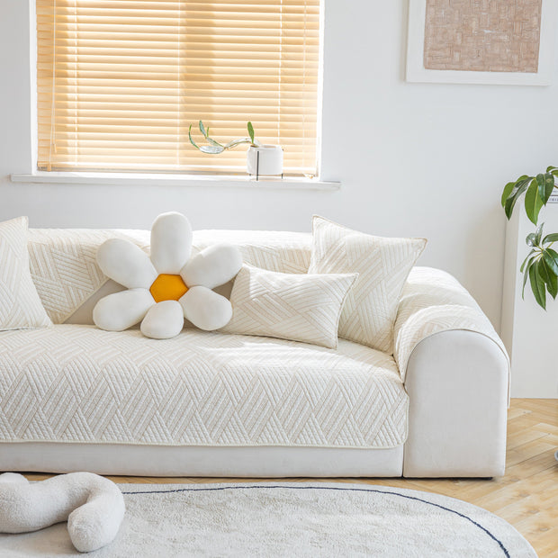 Slipcover KAS™ Quilted Geometric Cotton Sofa Cover, Non-Slip & Thick Padded Furniture Covers
