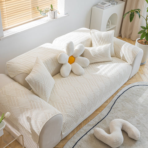 Slipcover KAS™ Quilted Geometric Cotton Sofa Cover, Non-Slip & Thick Padded Furniture Covers