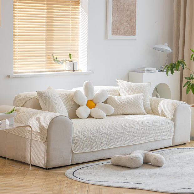 Slipcover KAS™ Quilted Geometric Cotton Sofa Cover, Non-Slip & Thick Padded Furniture Covers