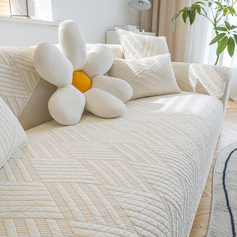 Slipcover KAS™ Quilted Geometric Cotton Sofa Cover, Non-Slip & Thick Padded Furniture Covers