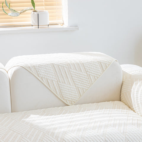 Slipcover KAS™ Quilted Geometric Cotton Sofa Cover, Non-Slip & Thick Padded Furniture Covers