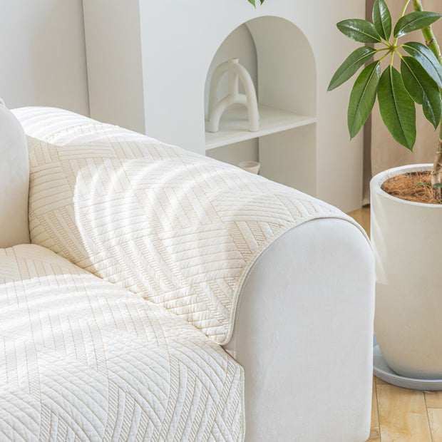 Slipcover KAS™ Quilted Geometric Cotton Sofa Cover, Non-Slip & Thick Padded Furniture Covers