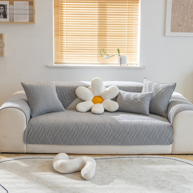 Slipcover KAS™ Quilted Geometric Cotton Sofa Cover, Non-Slip & Thick Padded Furniture Covers