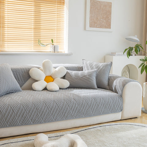 Slipcover KAS™ Quilted Geometric Cotton Sofa Cover, Non-Slip & Thick Padded Furniture Covers