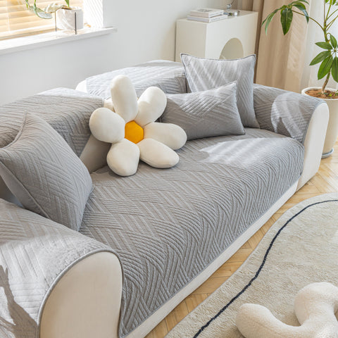 Slipcover KAS™ Quilted Geometric Cotton Sofa Cover, Non-Slip & Thick Padded Furniture Covers
