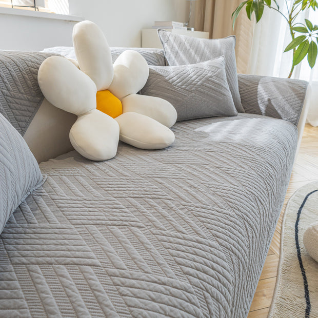 Slipcover KAS™ Quilted Geometric Cotton Sofa Cover, Non-Slip & Thick Padded Furniture Covers
