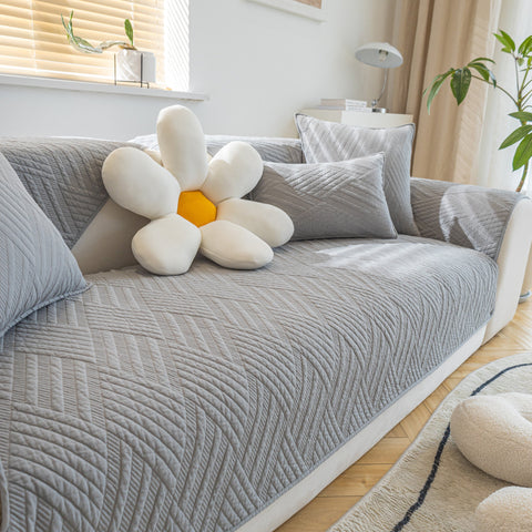 Slipcover KAS™ Quilted Geometric Cotton Sofa Cover, Non-Slip & Thick Padded Furniture Covers