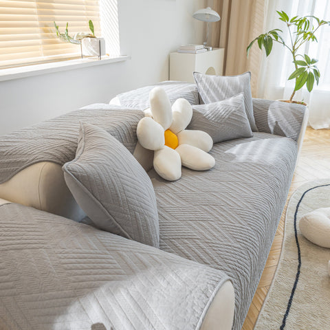 Slipcover KAS™ Quilted Geometric Cotton Sofa Cover, Non-Slip & Thick Padded Furniture Covers