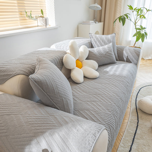 Slipcover KAS™ Quilted Geometric Cotton Sofa Cover, Non-Slip & Thick Padded Furniture Covers