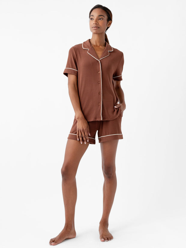 Cozy Earth Rib Knit Classic Short Sleeve Pajama Set