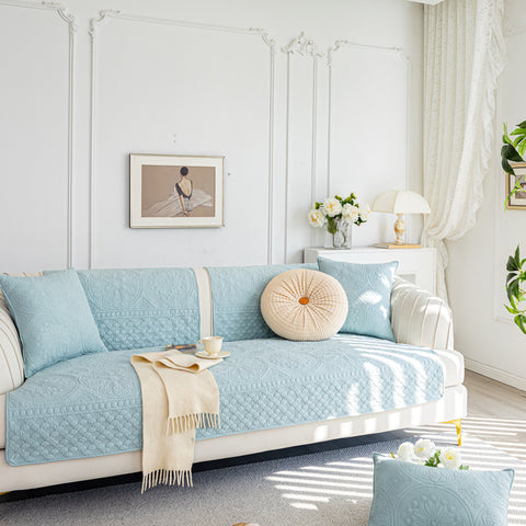 Slipcover KAS™ Cotton Quilted Sofa Cover, Non-Slip Couch Protector Fits Backrest, Seat & Armrest