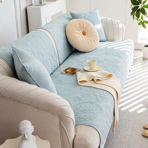 Slipcover KAS™ Cotton Quilted Sofa Cover, Non-Slip Couch Protector Fits Backrest, Seat & Armrest
