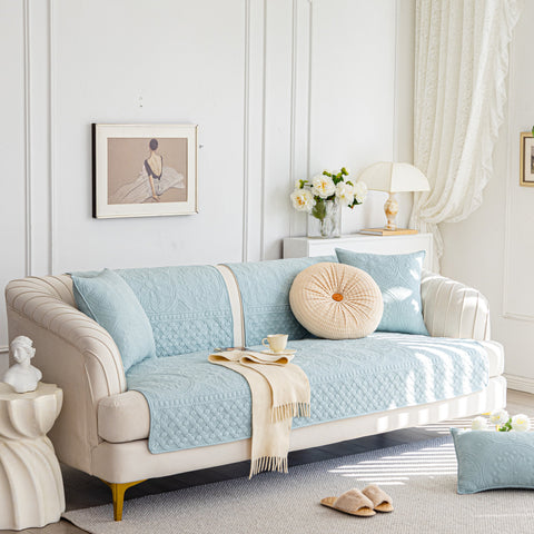 Slipcover KAS™ Cotton Quilted Sofa Cover, Non-Slip Couch Protector Fits Backrest, Seat & Armrest