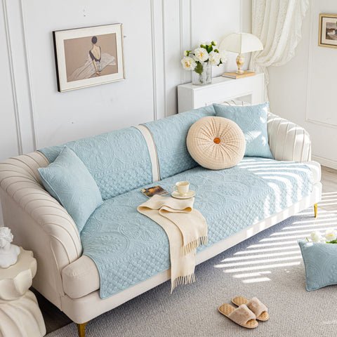 Slipcover KAS™ Cotton Quilted Sofa Cover, Non-Slip Couch Protector Fits Backrest, Seat & Armrest