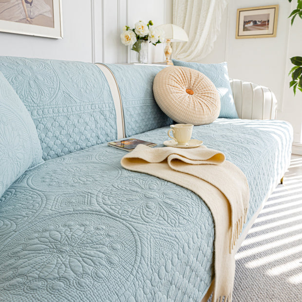 Slipcover KAS™ Cotton Quilted Sofa Cover, Non-Slip Couch Protector Fits Backrest, Seat & Armrest