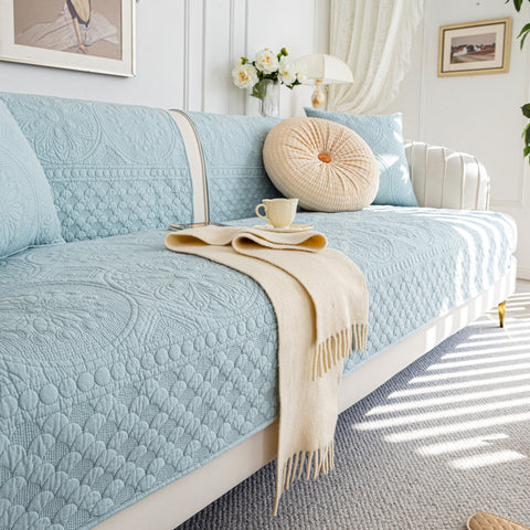 Slipcover KAS™ Cotton Quilted Sofa Cover, Non-Slip Couch Protector Fits Backrest, Seat & Armrest