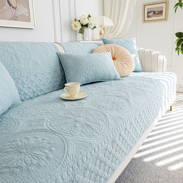 Slipcover KAS™ Cotton Quilted Sofa Cover, Non-Slip Couch Protector Fits Backrest, Seat & Armrest