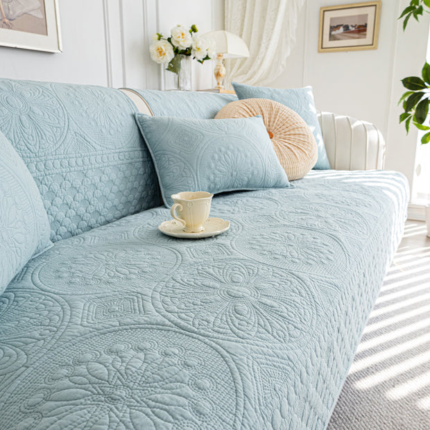 Slipcover KAS™ Cotton Quilted Sofa Cover, Non-Slip Couch Protector Fits Backrest, Seat & Armrest