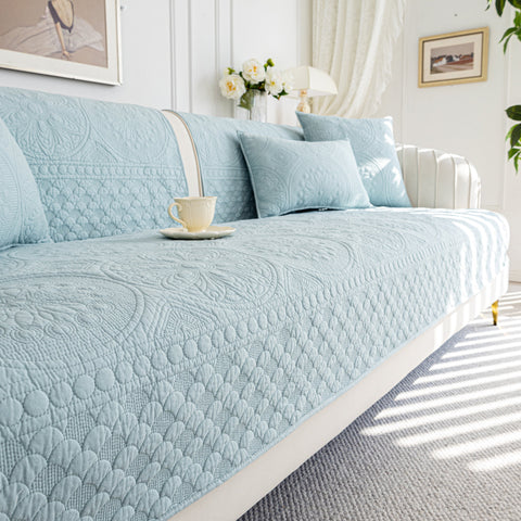 Slipcover KAS™ Cotton Quilted Sofa Cover, Non-Slip Couch Protector Fits Backrest, Seat & Armrest