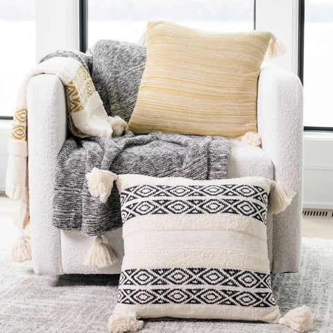 Necalli 18X18" Reversible Striped Cotton Throw Pillow