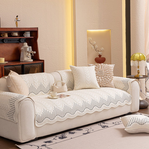 Slipcover KAS™ 3D Quilted Thick Cotton Sofa Cover Non-Slip Couch Throw for Fabric & Leather Sofas