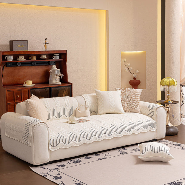 Slipcover KAS™ 3D Quilted Thick Cotton Sofa Cover Non-Slip Couch Throw for Fabric & Leather Sofas