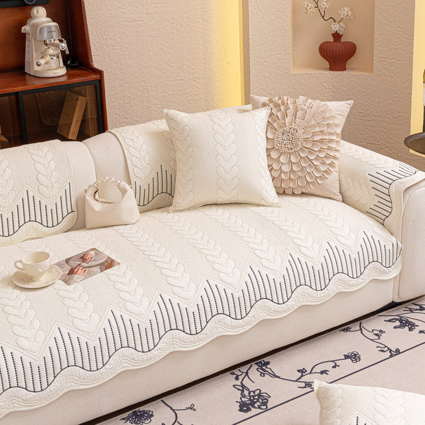 Slipcover KAS™ 3D Quilted Thick Cotton Sofa Cover Non-Slip Couch Throw for Fabric & Leather Sofas